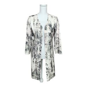 Philosophy women's S Gray & Cream animal Print Faux Suede Open Cardigan